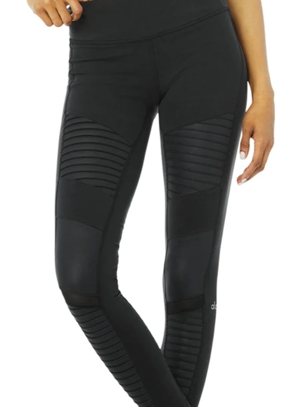 Alo Yoga High- Rise Moto Panel Leggings In Purple - Size L